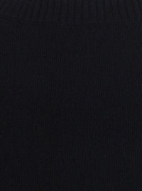 Leplain Women Black Cropped Crewneck Sweater With Ribbed Trims In Cashmere Women
