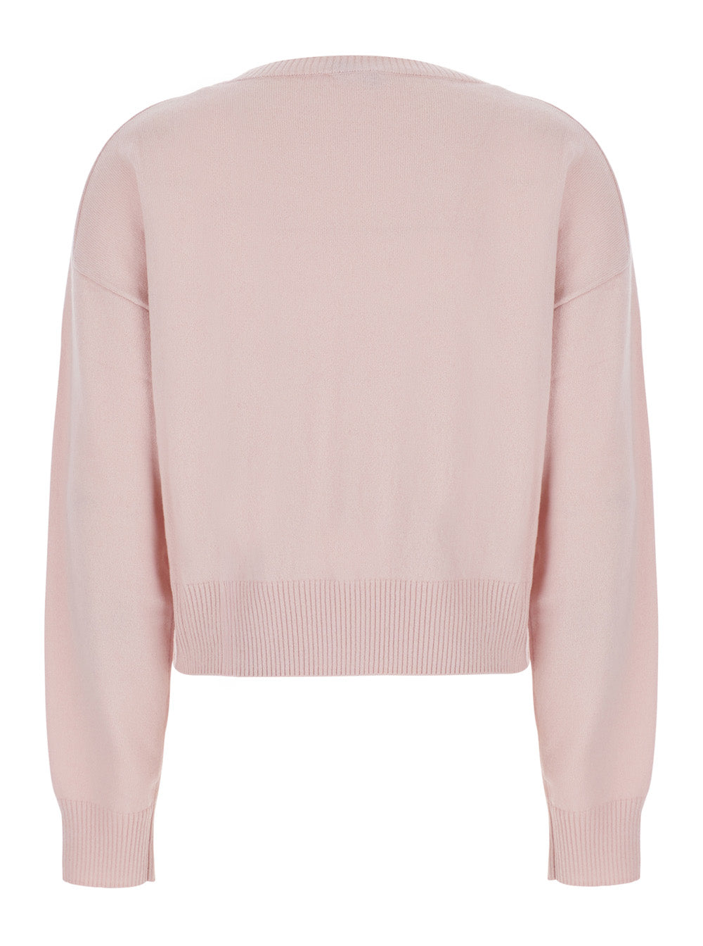Leplain Women Pink Cropped Crewneck Sweater With Ribbed Trims In Cashmere Women
