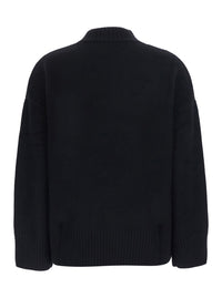 Leplain Women Black Sweater With Mock Neck And Dropped Shoulders In Cashmere For Women