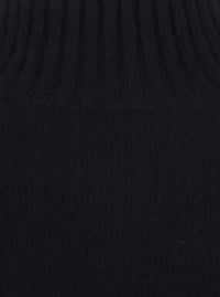 Leplain Women Black Sweater With Mock Neck And Dropped Shoulders In Cashmere For Women