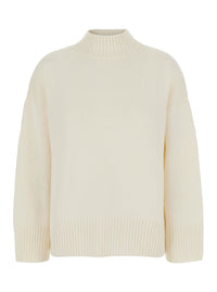 Leplain Women White Sweater With Mock Neck And Dropped Shoulders In Cashmere For Women