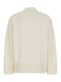 Leplain Women White Sweater With Mock Neck And Dropped Shoulders In Cashmere For Women