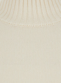 Leplain Women White Sweater With Mock Neck And Dropped Shoulders In Cashmere For Women