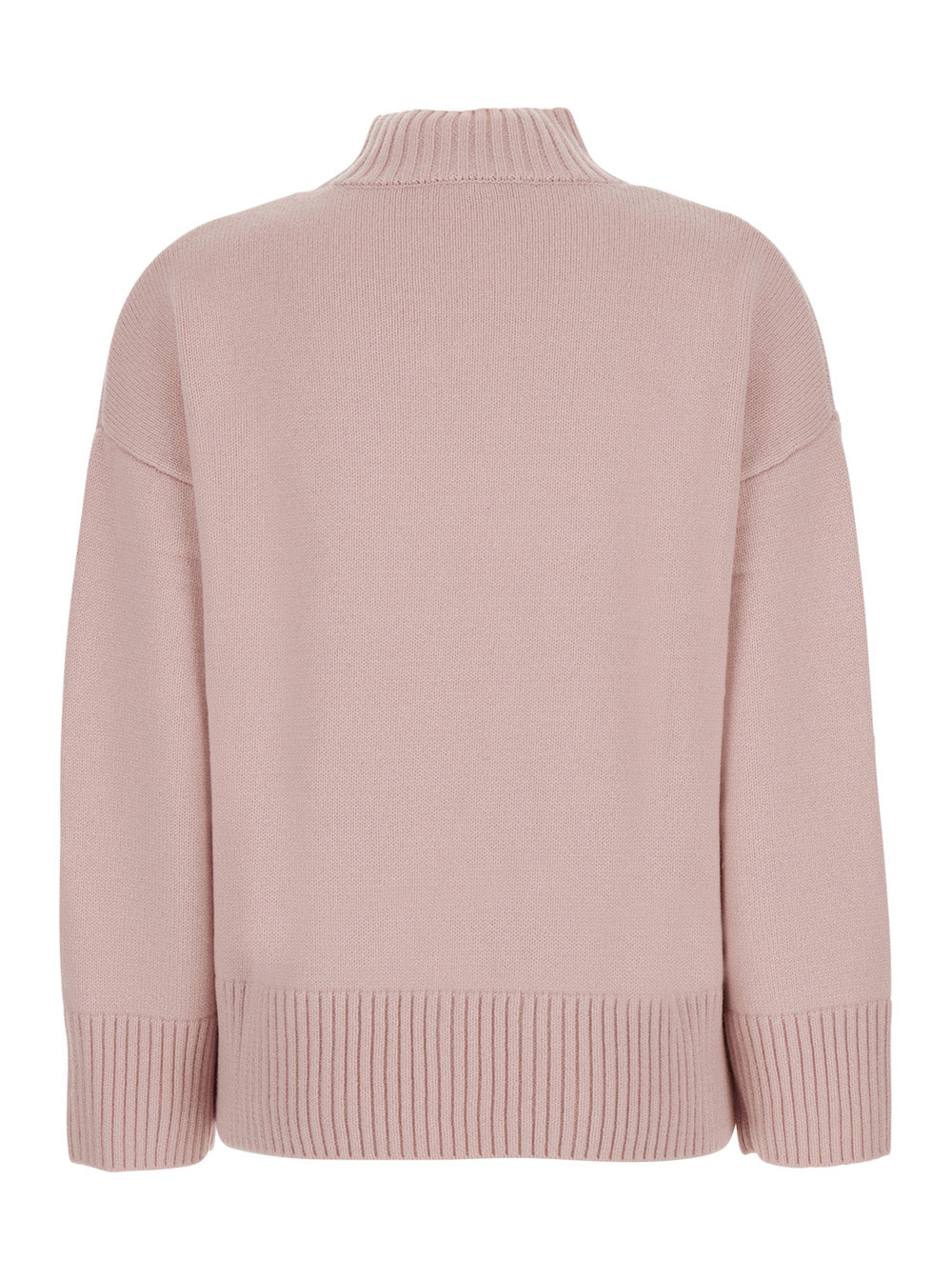 Leplain Women Pink Sweater With Mock Neck And Dropped Shoulders In Cashmere For Women