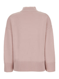 Leplain Women Pink Sweater With Mock Neck And Dropped Shoulders In Cashmere For Women