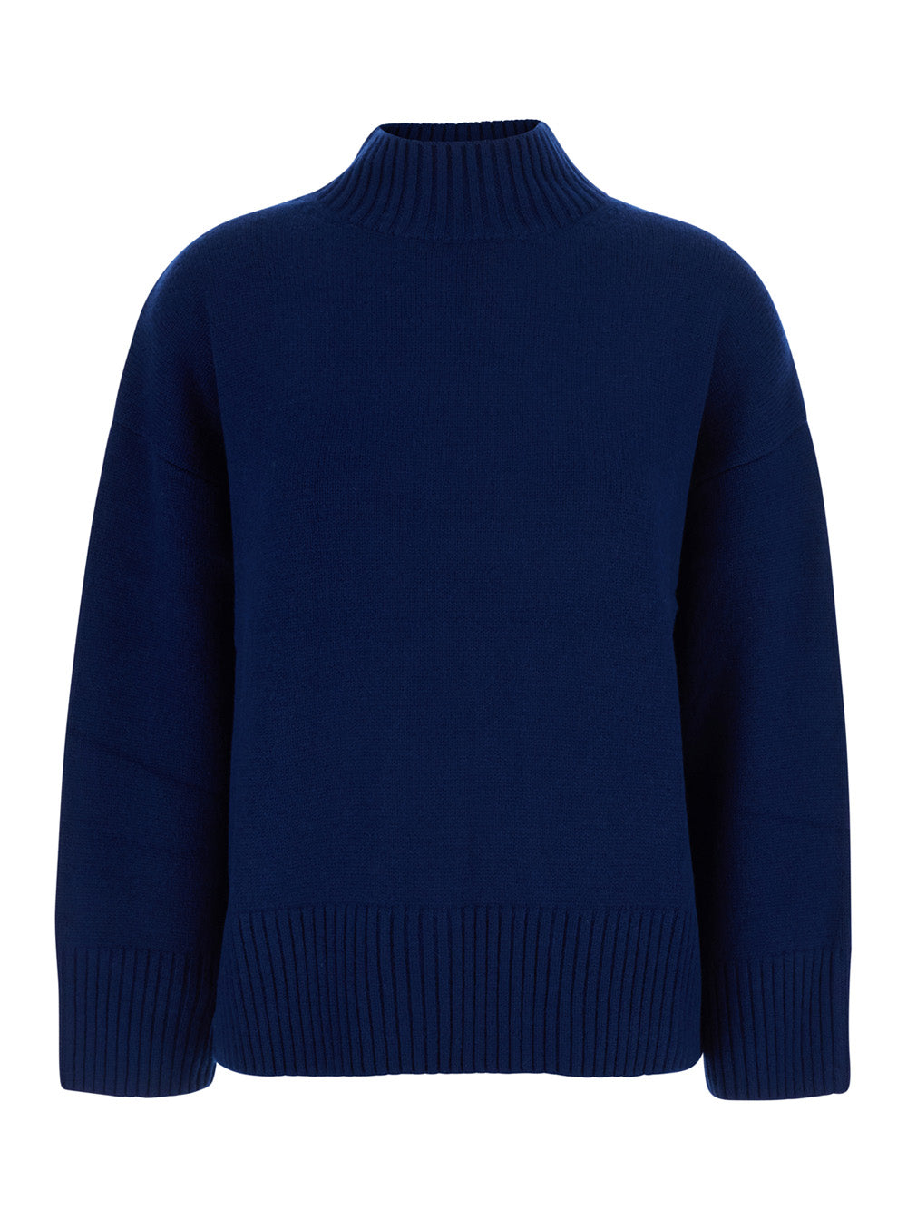 Leplain Women Blue Sweater With Mock Neck And Dropped Shoulders In Cashmere For Women