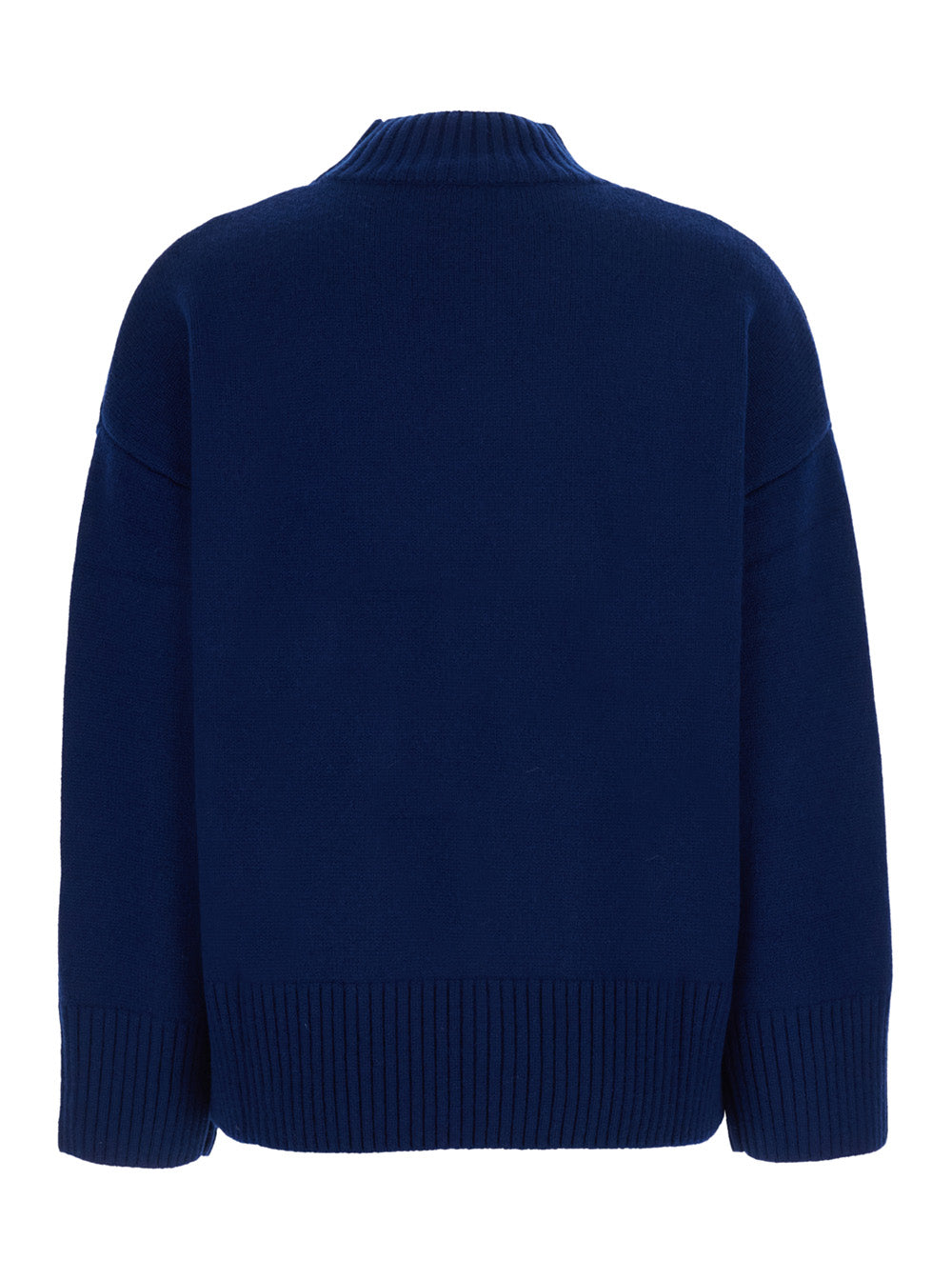 Leplain Women Blue Sweater With Mock Neck And Dropped Shoulders In Cashmere For Women