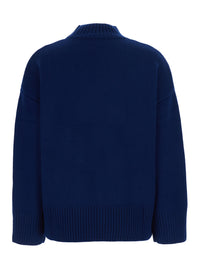 Leplain Women Blue Sweater With Mock Neck And Dropped Shoulders In Cashmere For Women
