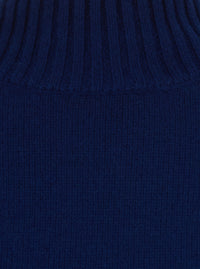 Leplain Women Blue Sweater With Mock Neck And Dropped Shoulders In Cashmere For Women