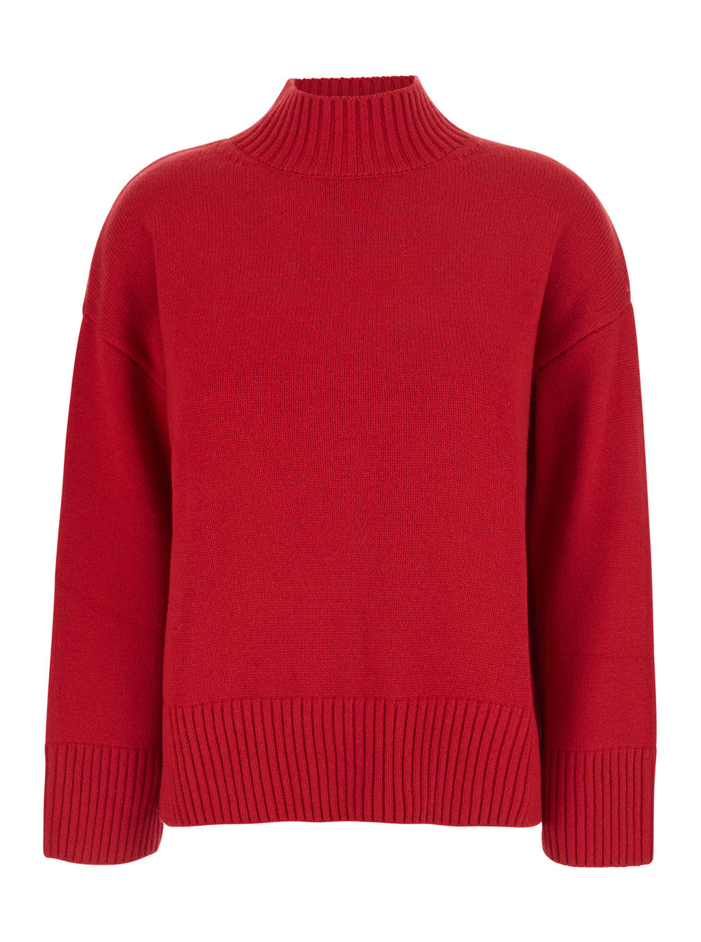 Leplain Women Red Turtleneck Sweater With Dropped Shoulders In Cashmere For Women