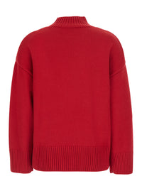 Leplain Women Red Turtleneck Sweater With Dropped Shoulders In Cashmere For Women