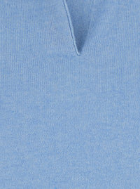 Leplain Women Light Blue Polo Shirt-Style Collar Sweater With Ribbed Trims In Cashmere For Women