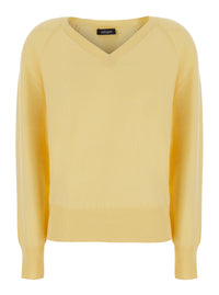 Leplain Women Yellow Sweater With V Neck In Cashmere For Women