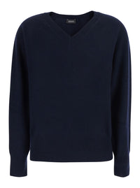 Leplain Women Blue Sweater With V Neck In Cashmere For Women