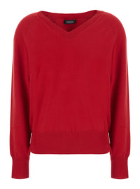 Leplain Women Red Sweater With V Neck In Cashmere For Women