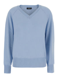 Leplain Women Light Blue Sweater With V Neck In Cashmere For Women