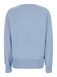 Leplain Women Light Blue Sweater With V Neck In Cashmere For Women