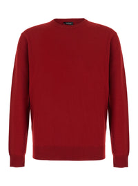 Leplain Men Red Crew-Neck Long-Sleeved Sweater In Cashmere For Men