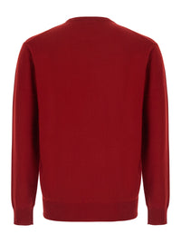 Leplain Men Red Crew-Neck Long-Sleeved Sweater In Cashmere For Men