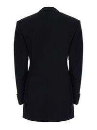 Saint Laurent Women Black Jacket With Wide Peak Revers In Wool For Women