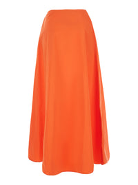 Tagliatore Women Orange Long Skirt With Hidden Side Zip Closure In Tech Fabric Women