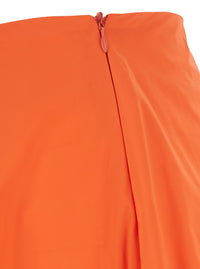 Tagliatore Women Orange Long Skirt With Hidden Side Zip Closure In Tech Fabric Women