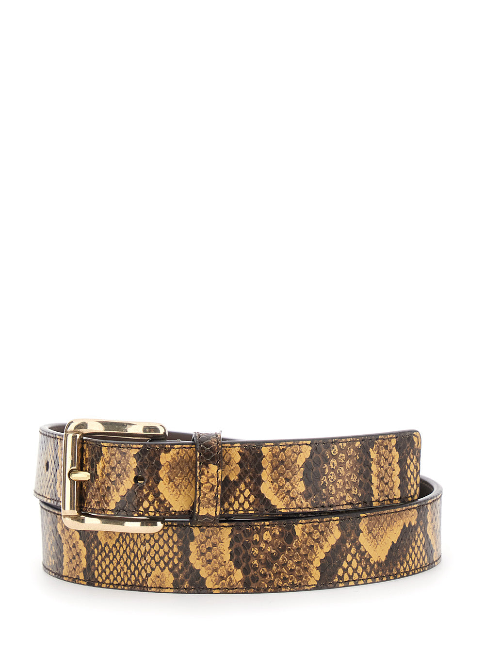 Amiri Men Brown Belt With All-Over Python Print In Leather For Men