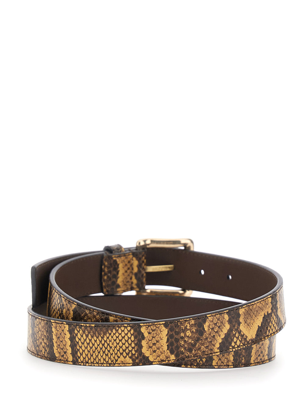 Amiri Men Brown Belt With All-Over Python Print In Leather For Men
