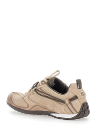 Balenciaga Men 'Radar' Beige Low Top Sneakers With Logo Patch On The Tongue In Leather For Men