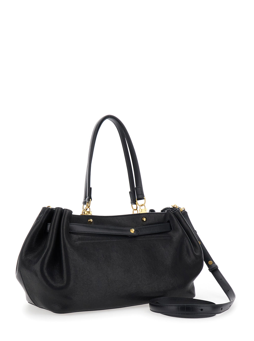 BALENCIAGA Balenciaga Women Fan Carryall Medium Bag In Polished Sheepskin