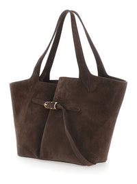 LIFFNER Liffner Women Belted Tote Bag With Elegant Leather Details In Brown Unisex