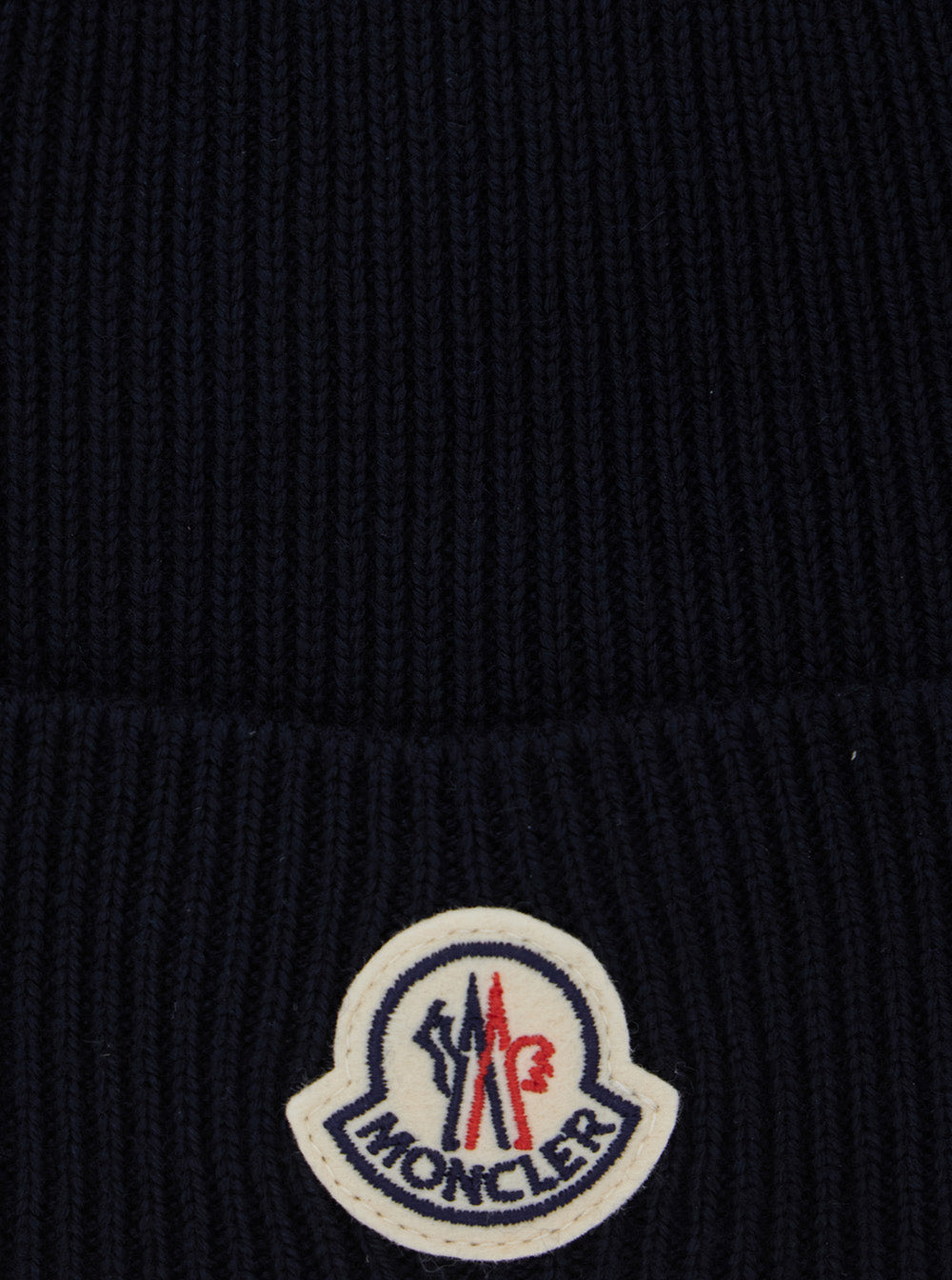 Moncler Men Blue Beanie With Ribbed Trim And Logo Patch On The Front In Wool Blend For Men
