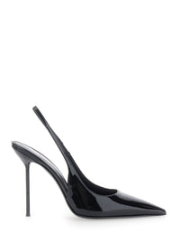Paris Texas Women 'Lidia' Black Slingback Pumps With High Stiletto Heel And Elasticized Strap In Patent Leather For Women