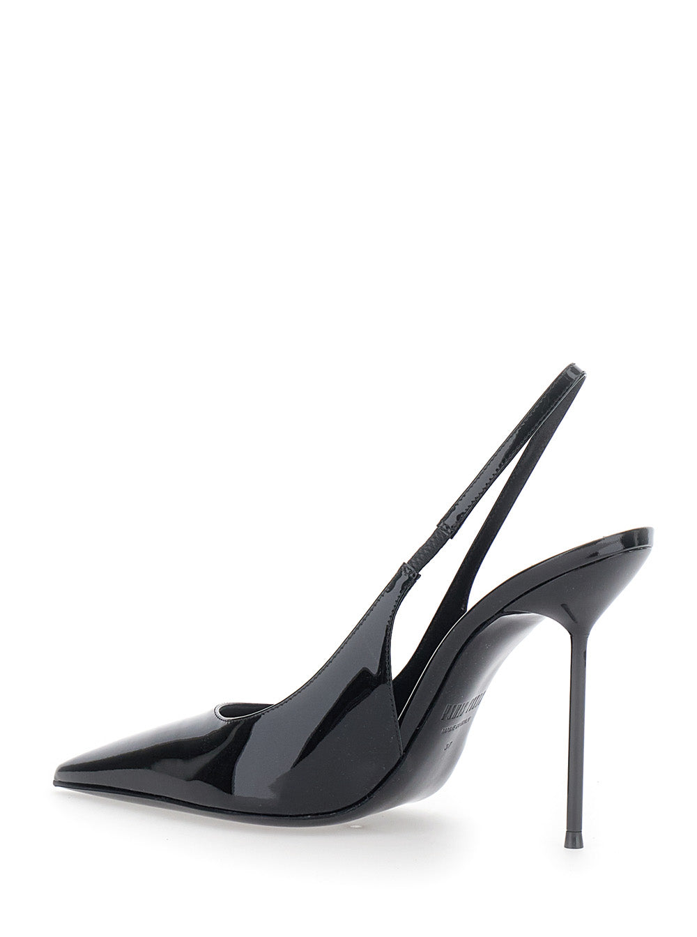 Paris Texas Women 'Lidia' Black Slingback Pumps With High Stiletto Heel And Elasticized Strap In Patent Leather For Women