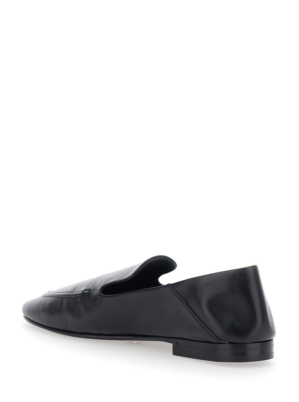 Saint Laurent Women 'Alain' Black Loafers With Metal Ysl Logo Plaque In Leather For Women