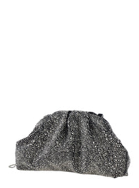 TWENTY FOURHAITCH Twenty Fourhaitch Women Mirach Soft Clutch In Velvet Embellished With Rhinestones And Featuring A Removable Black Strap For Women