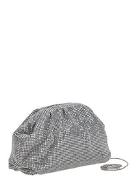 TWENTY FOURHAITCH Twenty Fourhaitch Women Petra Pouch Bag With Metal Closure And Removable Crystal Mesh Shoulder Strap For Women