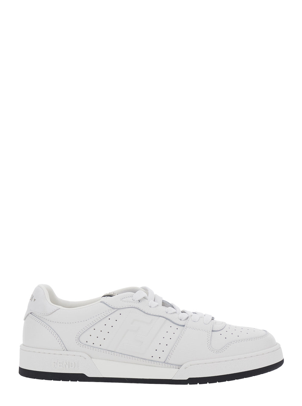 Fendi Men 'Match' White Sneaker With Patch Logo On The Tongue And Lateral Ff Logo In Suede For Men