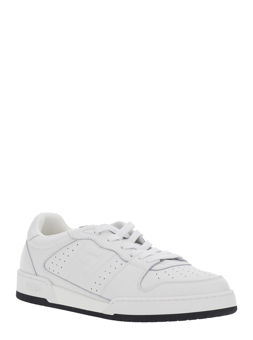 Fendi Men 'Match' White Sneaker With Patch Logo On The Tongue And Lateral Ff Logo In Suede For Men