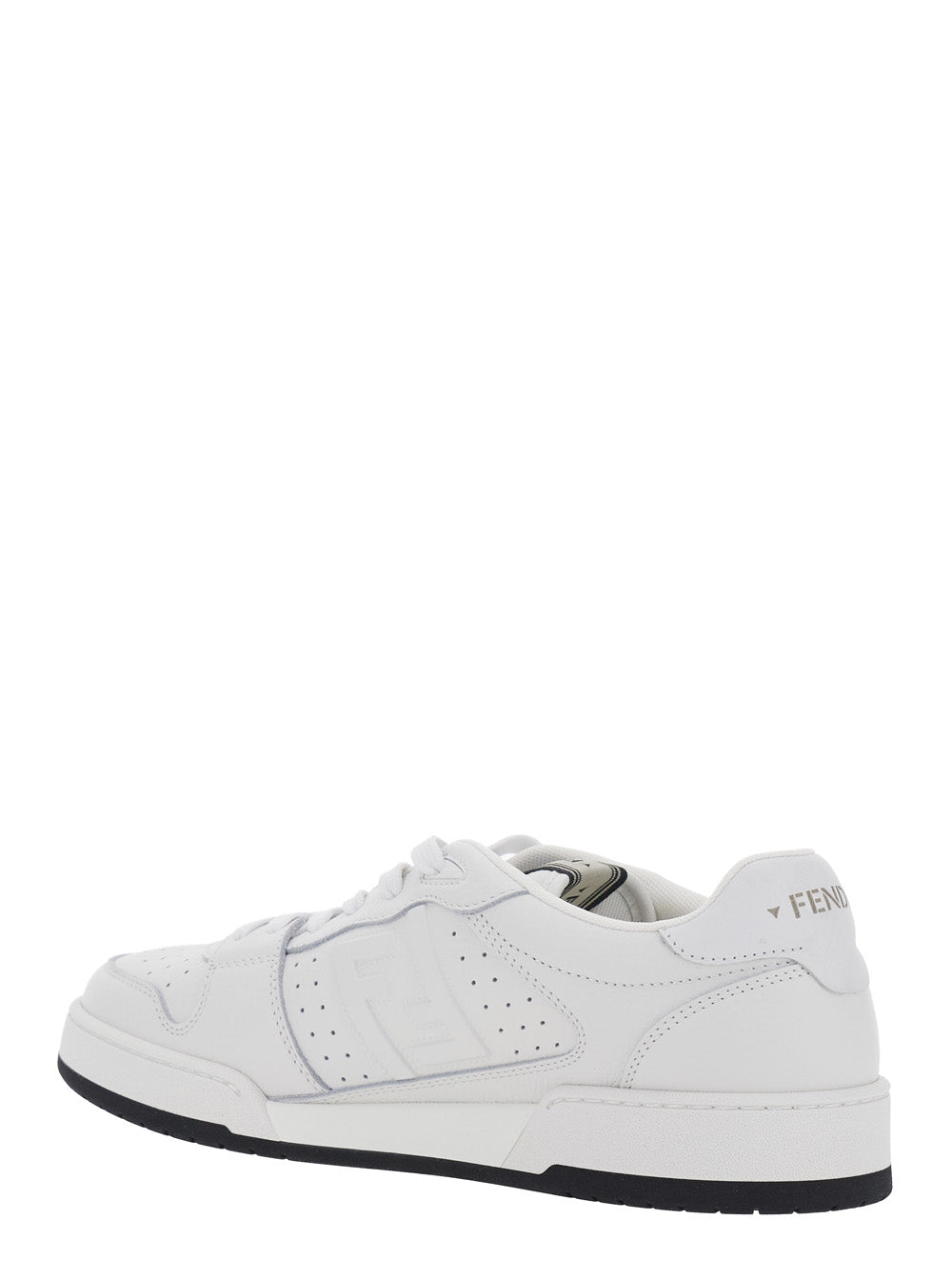 Fendi Men 'Match' White Sneaker With Patch Logo On The Tongue And Lateral Ff Logo In Suede For Men