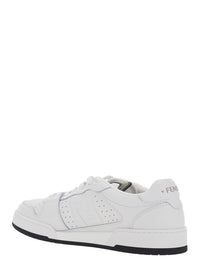 Fendi Men 'Match' White Sneaker With Patch Logo On The Tongue And Lateral Ff Logo In Suede For Men