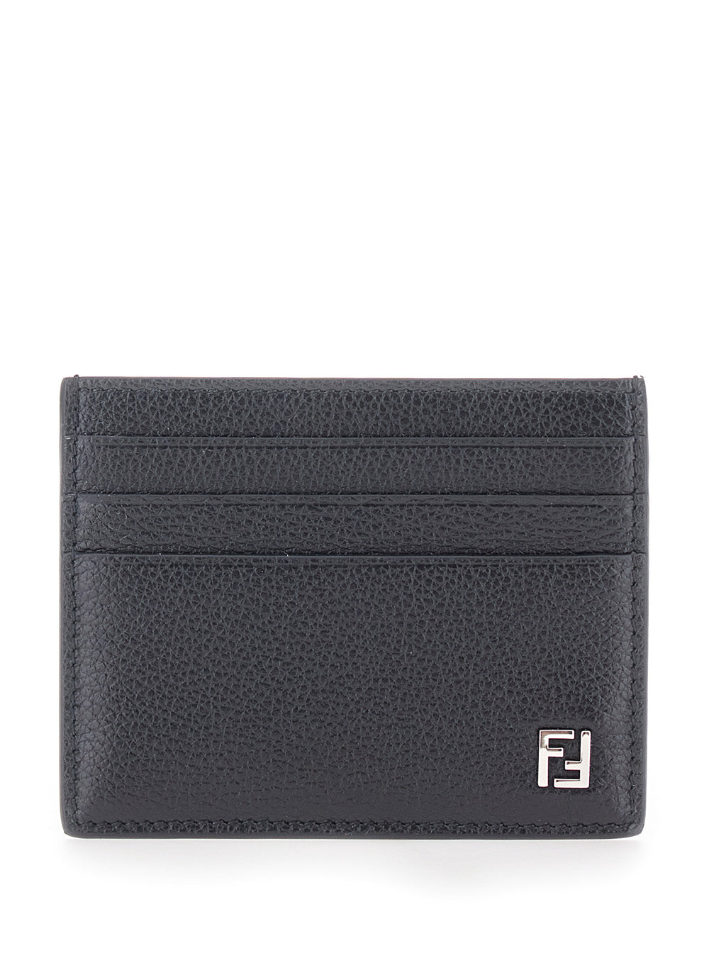 FENDI Fendi Men Black Card Holder With Ff Logo Plaque In Leather For Men