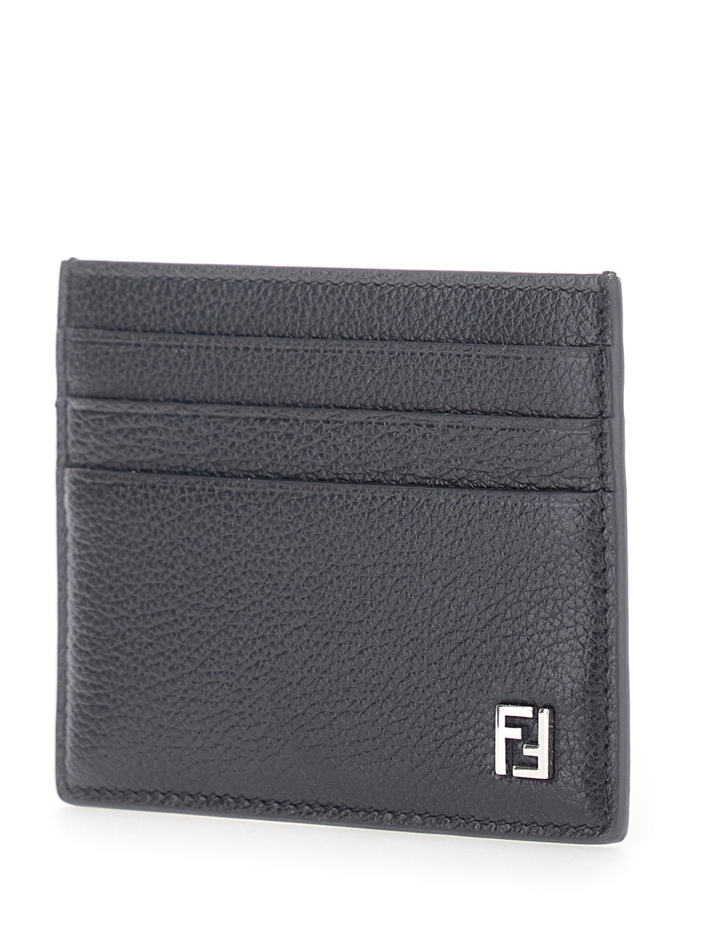 FENDI Fendi Men Black Card Holder With Ff Logo Plaque In Leather For Men
