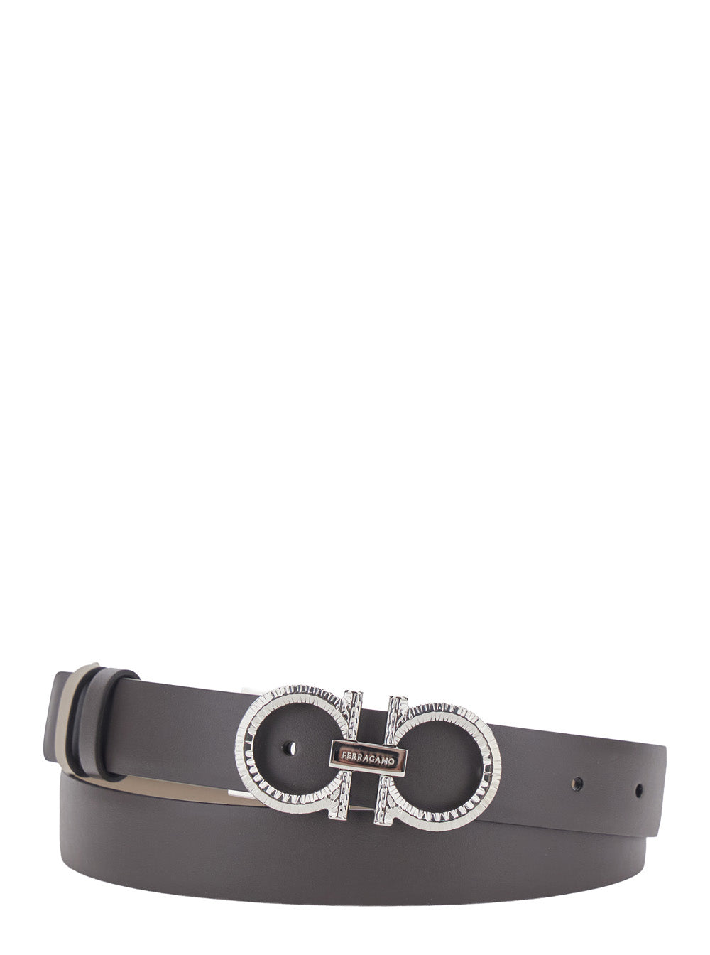 FERRAGAMO Ferragamo Women Brown Belt With Metal Gancini Buckle And Reversible Design In Leather Women