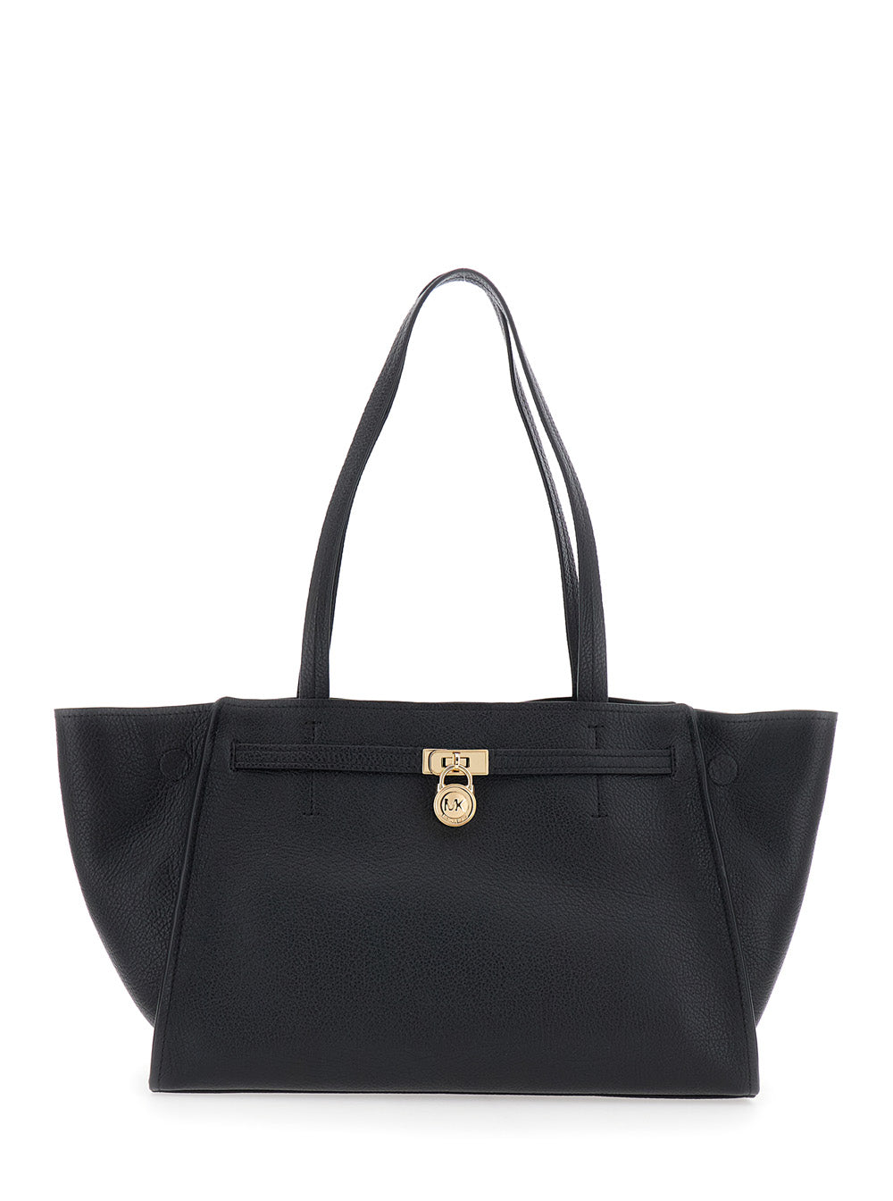 MICHAEL MICHAEL KORS Michael Michael Kors Women Hamilton Moderne Lg East West Fold Tote With Elegant Details In Leather And Metal, Tech Fabric, Black Color, Unisex