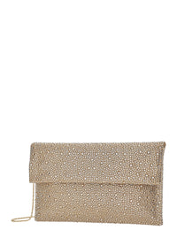TWENTY FOURHAITCH Twenty Fourhaitch Women Clutch Entirely Covered In Rhinestones With Customized Metal Shoulder Strap, Metallic, Woman