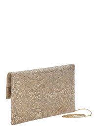 TWENTY FOURHAITCH Twenty Fourhaitch Women Clutch Entirely Covered In Rhinestones With Customized Metal Shoulder Strap, Metallic, Woman