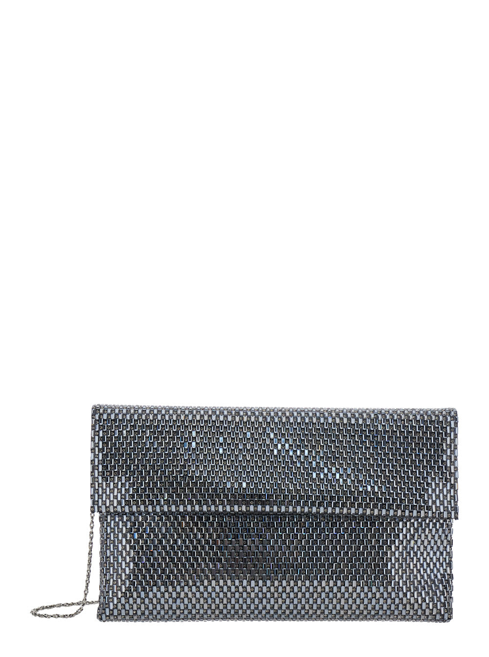 TWENTY FOURHAITCH Twenty Fourhaitch Women Clutch Entirely Covered In Stones And Rhinestones With Personalized Shoulder Strap And Metal Closure, Black, Woman