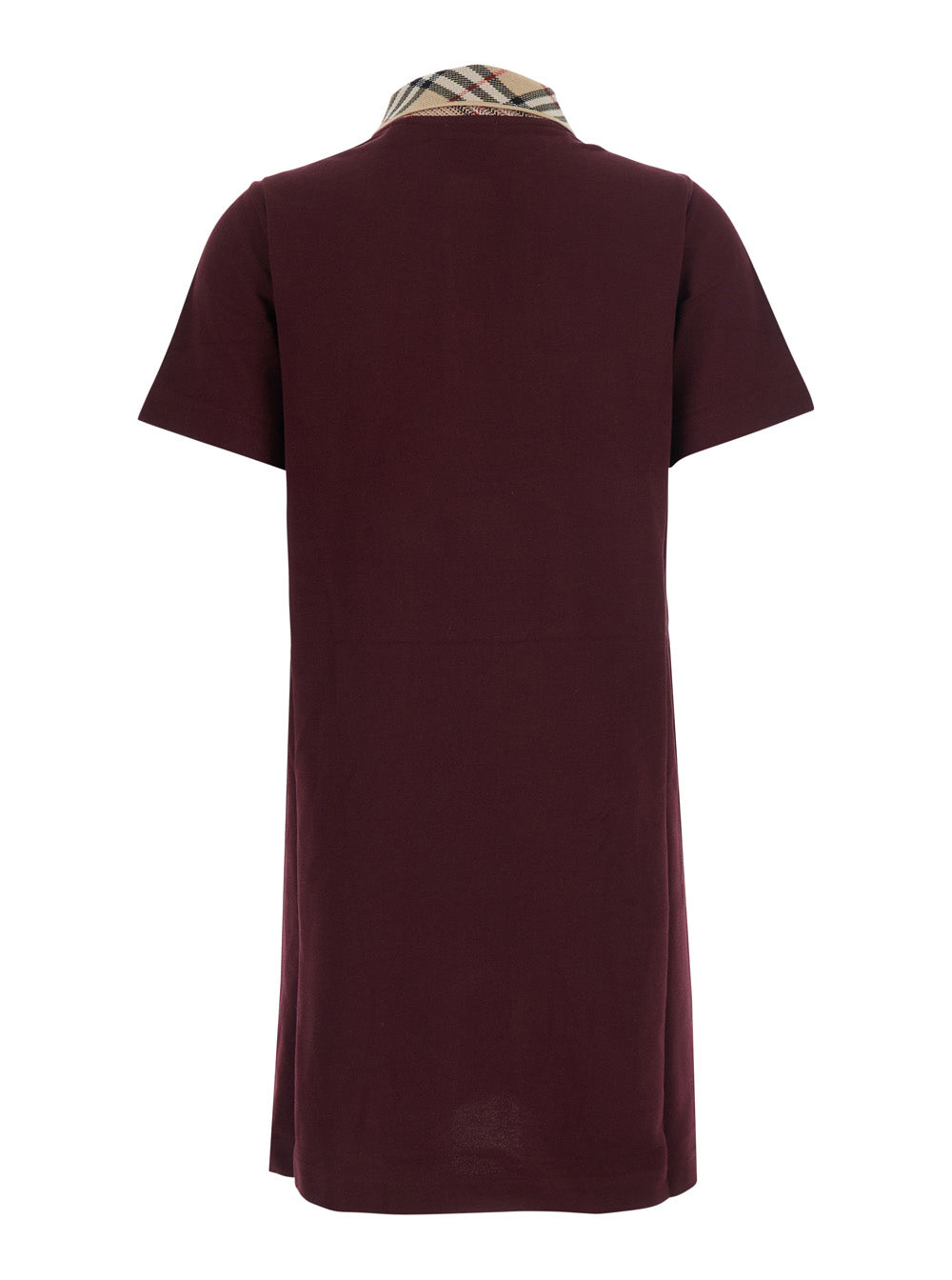 BURBERRY Burberry Women 'Iris' Bordeaux Dress With Classic Collar With Motif Check And Ekd Embroidery On The Front In Cotton For Women