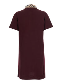 BURBERRY Burberry Women 'Iris' Bordeaux Dress With Classic Collar With Motif Check And Ekd Embroidery On The Front In Cotton For Women